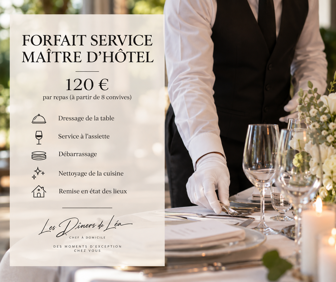 forfait service obligatoire à compter de 8 convives — Emmanuel Martin