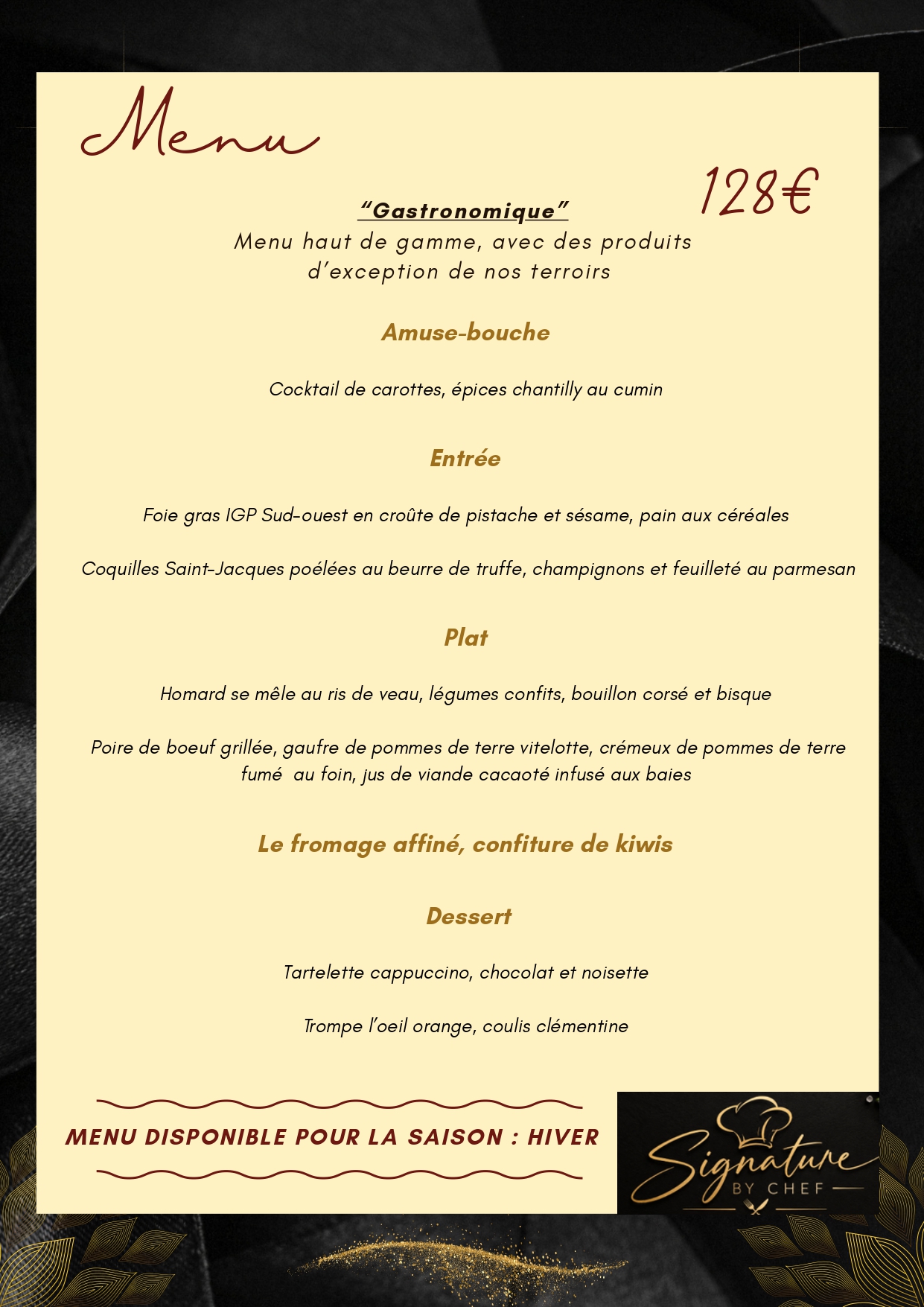 Menu "gastronomique" Hiver