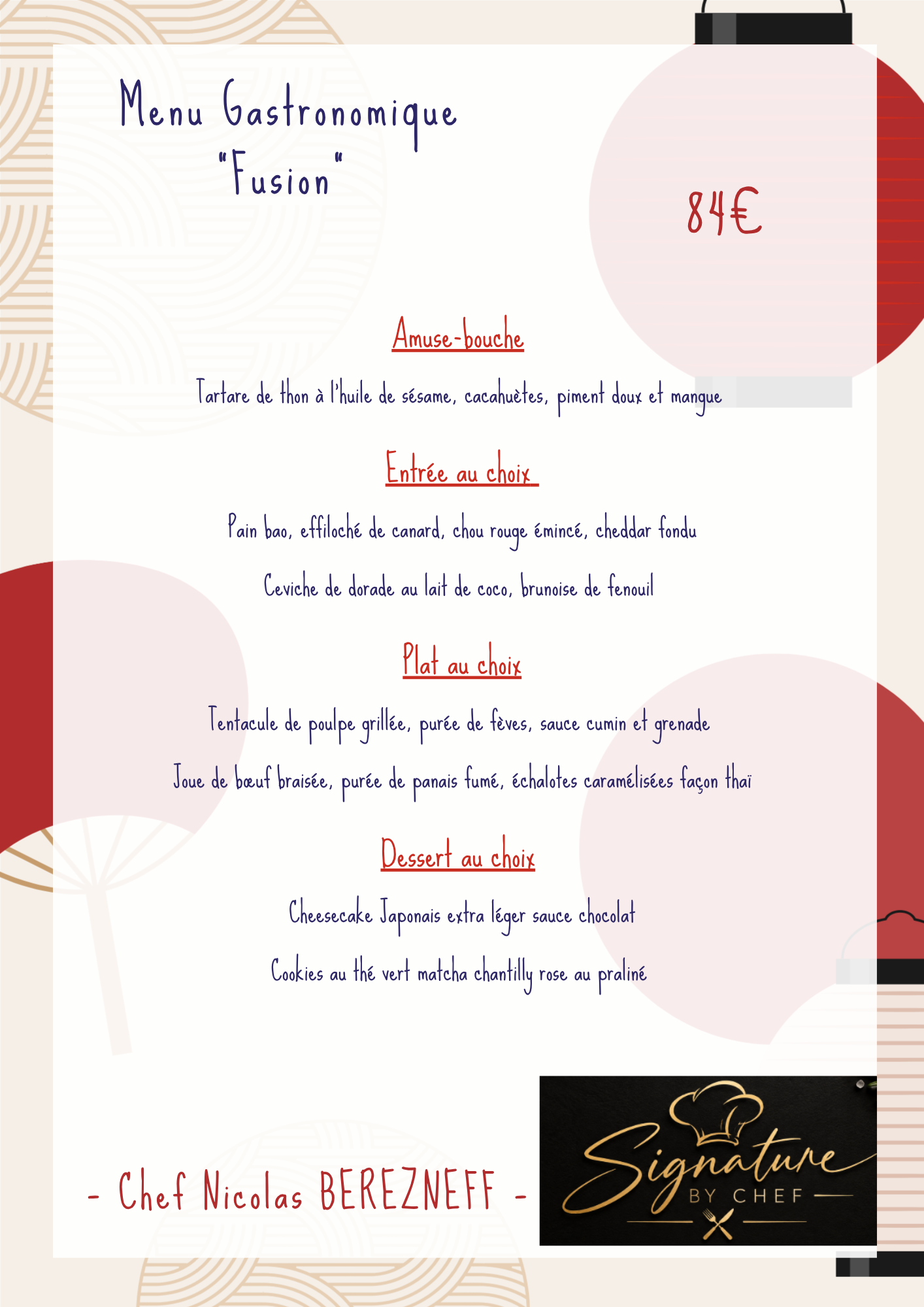 Menu gastronomique "fusion"