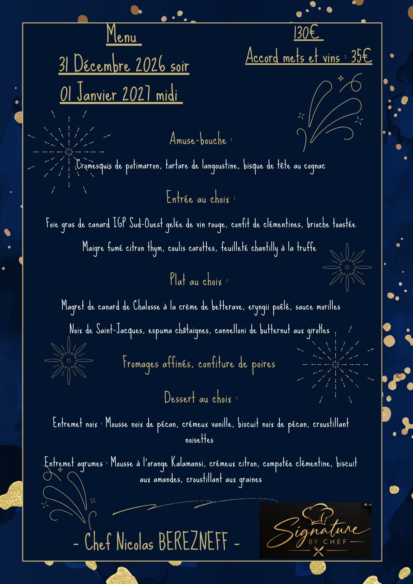 Menu Nouvel An — CHEF NICOLAS